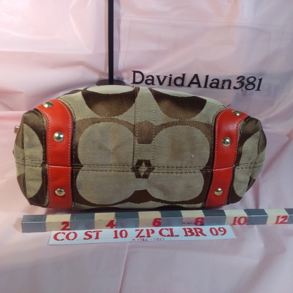 Coach Signature Tote w/Red Strap M0726-11867    Blinged § # - Picture 6 of 13